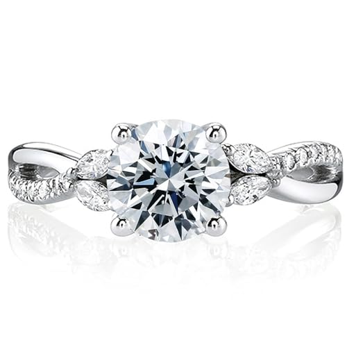 Molioaki Verlobungsring Damen 925 Sterling Silber Silberringe Eheringe Ringe Frauen Diamantring 1ct 5A Zirkonia und Marquise Zirkone ring mit Geschenkbox Verlobung Hochzeit Geschenk mit CZ-58 von Molioaki