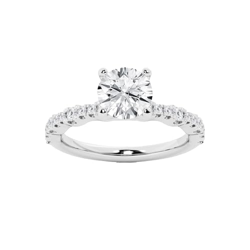 Molioaki Verlobungsring Damen 9K/14K/18K Gold Eheringe Frauen Ringe 1.292-3.292 ct 5A Zirkonia/Moissanit Personalisierte Individuelle Gravur Ring-ROUND von Molioaki