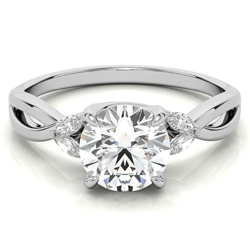 Molioaki Verlobungsring Damen Gold mit Platin Uberzogen Eheringe Damen mit Vier Marquiseschliff Zirkonia Diamantring mit 1 Karat Brillantschliff 5A Zirkon ring Verlobung Hochzeit Geschenk mit CZ-50 von Molioaki