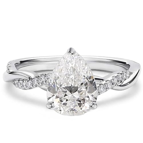 Molioaki Verlobungsring Damen Gold 9K(375) Unendlicher Ring Diamantring 1 Karat Birnenschnitt 5A Zirkonia Ring Weißgold Eheringe Damen Verlobung Hochzeit Geschenk mit CZ-52 von Molioaki