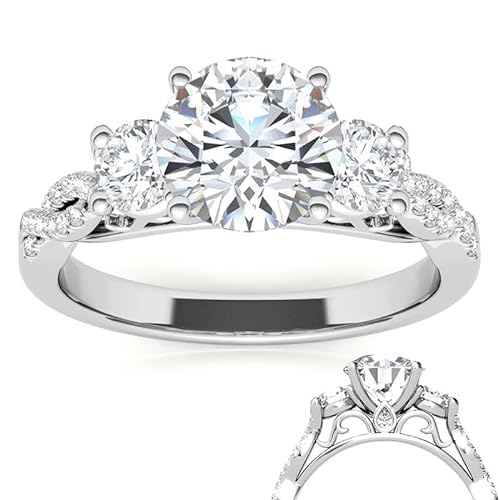 Molioaki Verlobungsring Damen Sterling Silber 925 Eheringe Damen Unendlichkeits Drei Stein Verlobungsring Diamantring 1 Karat Brillantschliff 5A Zirkonia Ring Verlobung Hochzeit Geschenk-52 von Molioaki