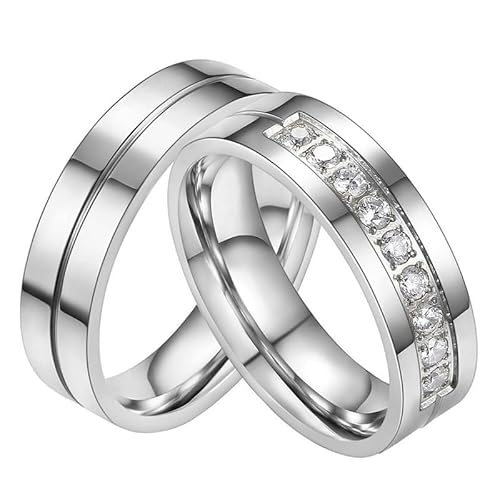 Molioaki Verlobungsring Paar Silber 925 Paar Ringe mit Gravur Personalisierte Ringe mit Zirkon Partnerringe für Sie und Ihn Paar Geschenke für Ehefrau Mann Freundin Freund (Form 7) Molioaki Verlobungsring Paar Silber 925 Paar Ringe mit Gravur Personalisierte Ringe mit Zirkon Partnerringe für Sie und Ihn Paar Geschenke für Ehefrau Mann Freundin Freund (Form 7) von Molioaki