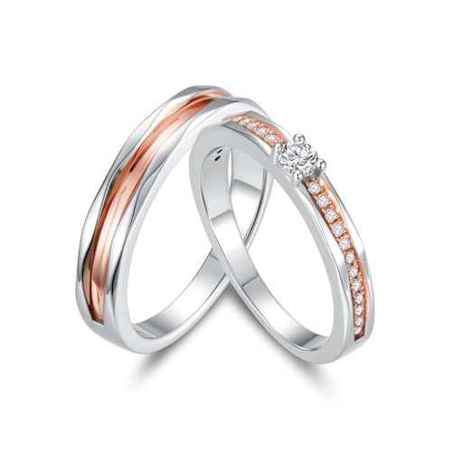 Molioaki Verlobungsring Paar Silber Paar Ringe mit Gravur Personalisierte Ringe mit Zirkon Hochglanzpoliert Breite 4.5MM 3.5MM Partnerringe für Sie und Ihn Set... Molioaki Verlobungsring Paar Silber Paar Ringe mit Gravur Personalisierte Ringe mit Zirkon Hochglanzpoliert Breite 4.5MM 3.5MM Partnerringe für Sie und Ihn Set... von Molioaki