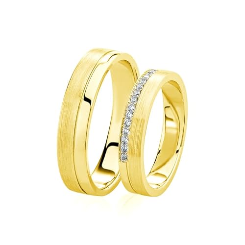 Molioaki Verlobungsring-Set Begleitring Versprechensring 925 Sterling Silber/9K/14K/18K Gold 5A Zirkonia/Moissanit Personalisierte Individuelle Gravur Ring-YG von Molioaki