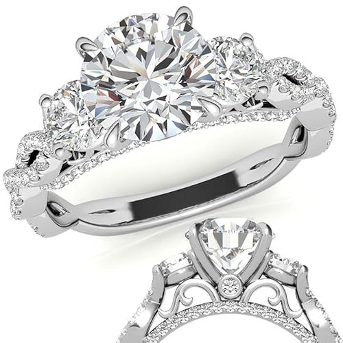 Molioaki Verlobungsring Damen Silber/9K/14K/18K Gold Eheringe Damen Unendlichkeits Drei Stein Verlobungsring Diamantring 1 Karat Brillantschliff 5A Zirkonia Ring Verlobung Hochzeit Geschenk mit CZ von Molioaki