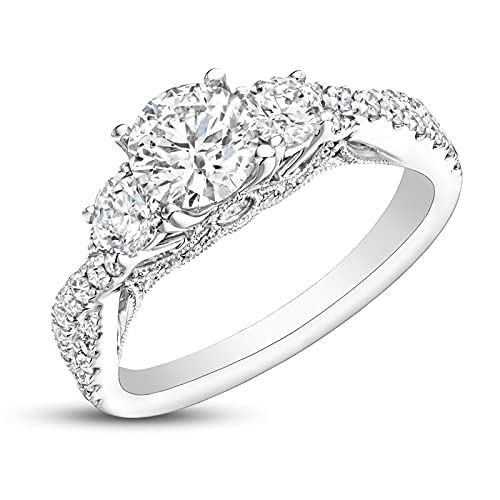 Molioaki Verlobungsring Damen 9 Karat (375) Weißgold Diamant Ring Brillantschliff 5A Zirkonia Ring 1.5kt Weißgold Ring Damen mit CZ-58 von Molioaki
