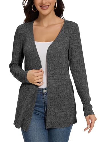 Molirex Leichte Strickjacke für Damen: Langer Cardigan mit Eleganter Rippung und Taschen von Molirex