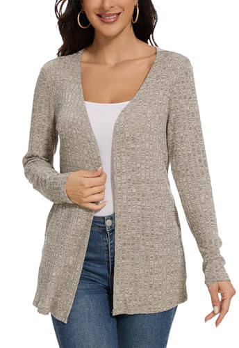Molirex Leichte Strickjacke für Damen: Langer Cardigan mit Eleganter Rippung und Taschen von Molirex