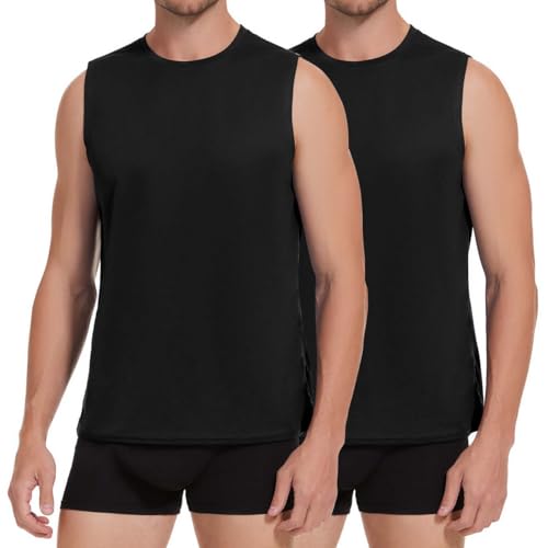 Molirex Unterhemd Herren Schwarz 2er Pack Tank Top Sommer Ärmelloses Muskelshirt Achselshirts Reflektierende Laufshirt M von Molirex