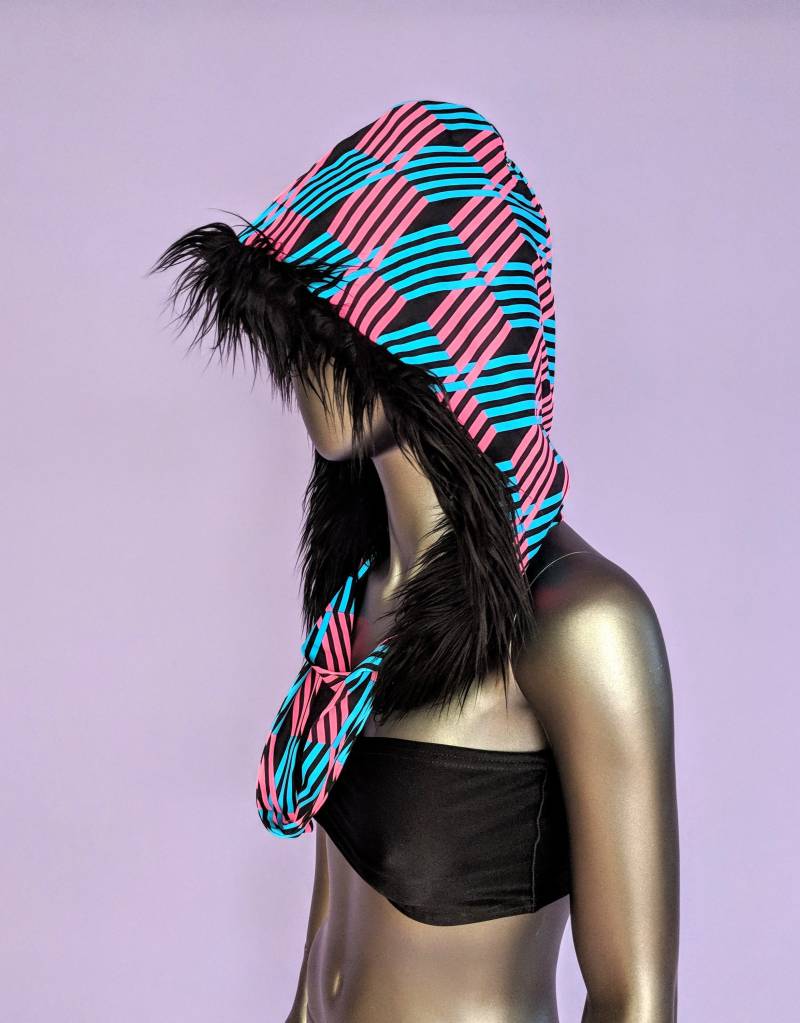 3D Und Schwarz Fell Wickeln Kapuze von MolliPopGlow