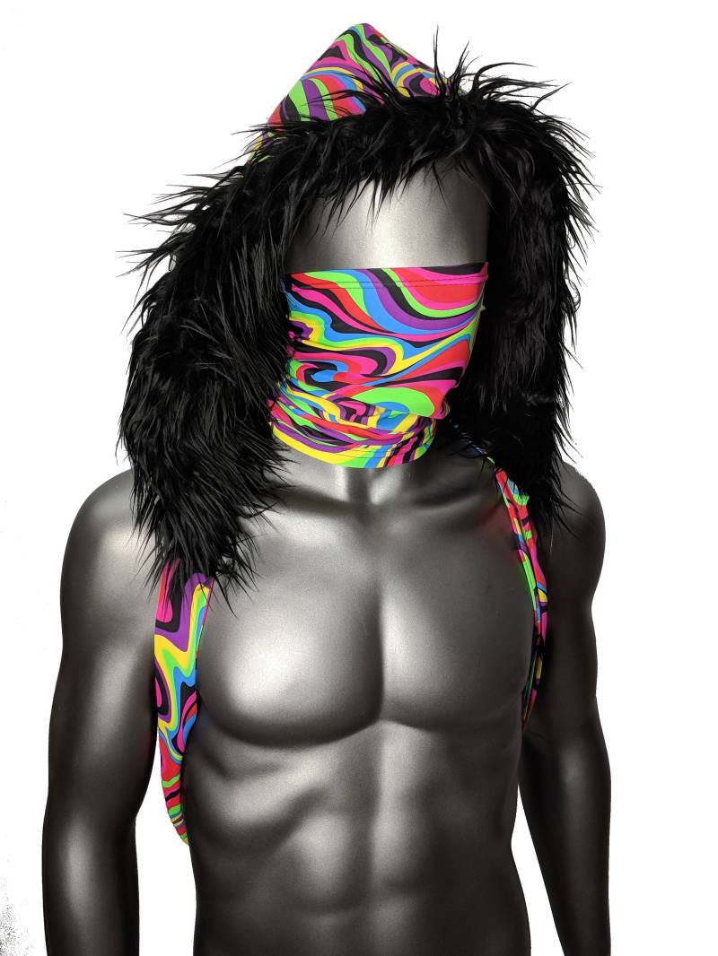 Nut Wirbel & Schwarzes Fell Wickeln Kapuze von MolliPopGlow