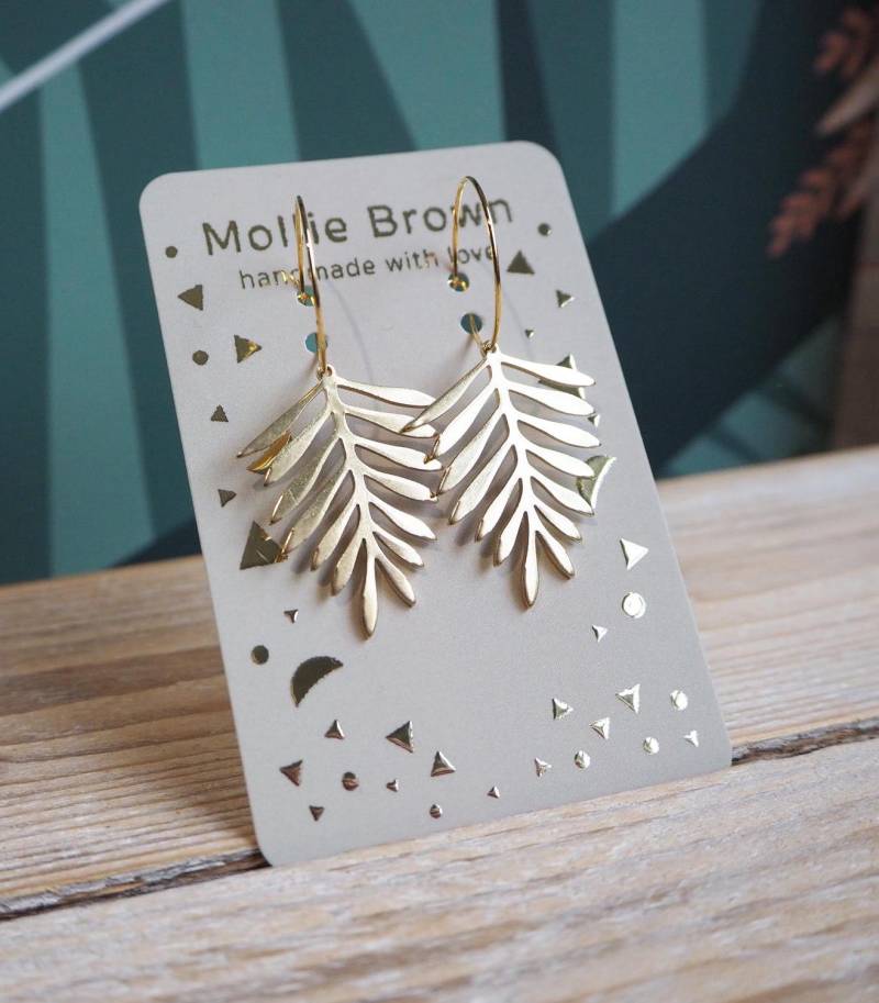 Gold Blatt Creolen - Statement Pflanzen Ohrringe Messing Gold Blatt Creolen - Statement Pflanzen Ohrringe Messing von MollieBrownUK