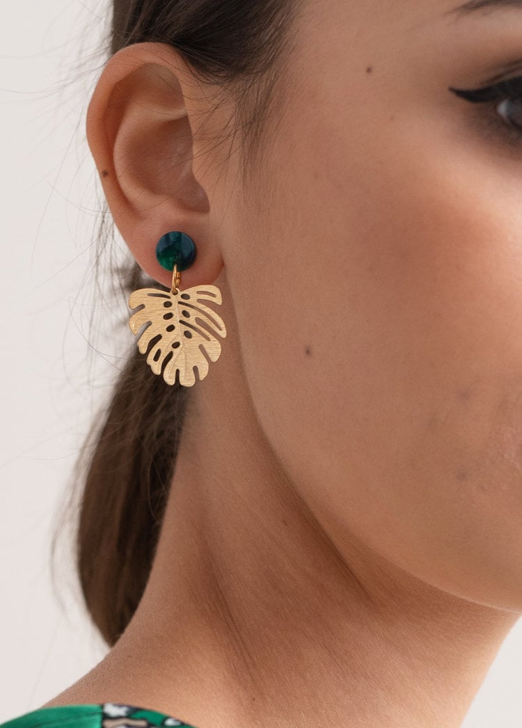 Monstera Blatt Ohrringe - Messing von MollieBrownUK