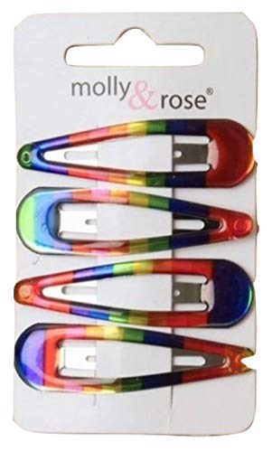 Haarspangen in Regenbogenfarben, gestreift, 5 cm, 4 Stück für Damen, Mädchen, Frauen von Molly & Rose
