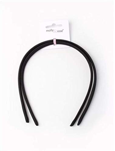 Haarreif, Satin, 1 cm breit, Schwarz, 2 Stück von Molly & Rose