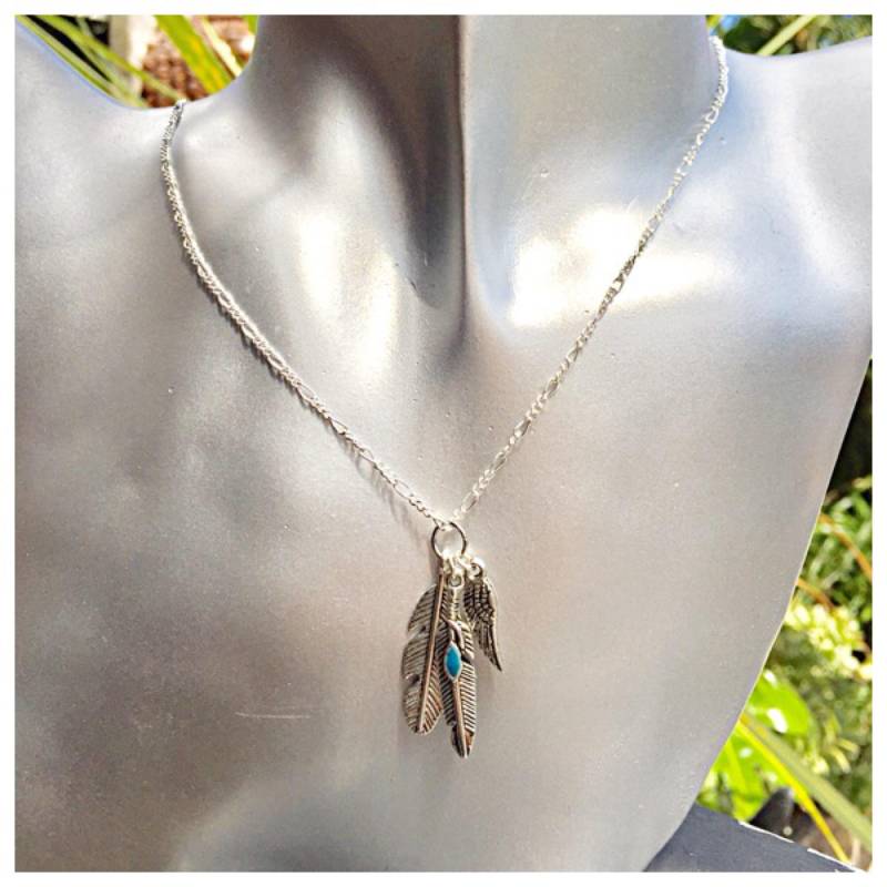 Feder Halskette Mit 925 Silber Figaro Kette. Geschenktüte Verpackt Feder Halskette Mit 925 Silber Figaro Kette. Geschenktüte Verpackt von MollyMcgheeBoutique
