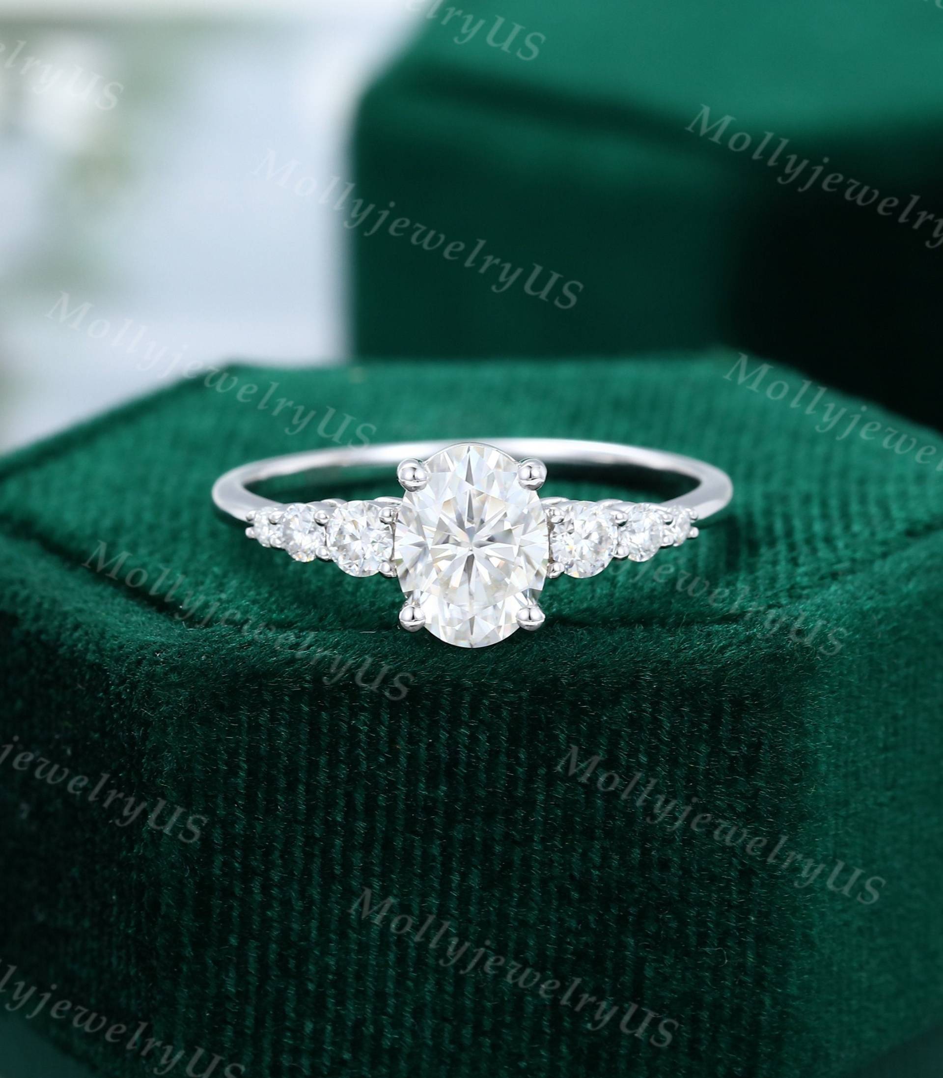 Ovalschliff Moissanite Verlobungsring Vintage Unikat Frau Antik Weißgold Hochzeit Brautschmuck Jahrestag Geschenk Für Sie von MollyjewelryUS