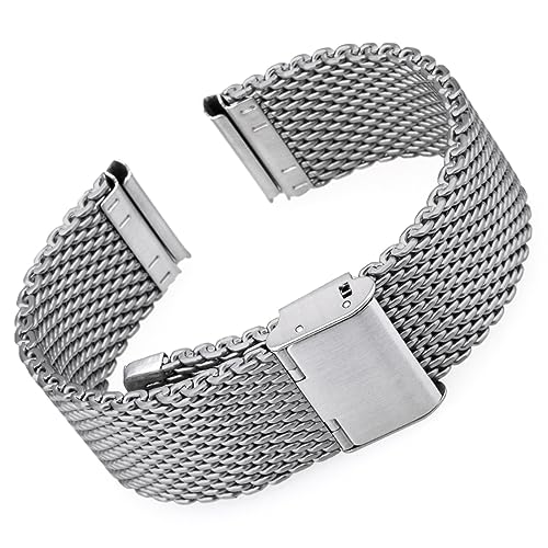 Molnija Milanaise Uhrarmband Edelstahl Mesh 18mm 20mm 22mm 24mm Silber/Schwarz/Gold/Roségold Armband Uhr Ersatz Band extra Dick 3mm von Molnija
