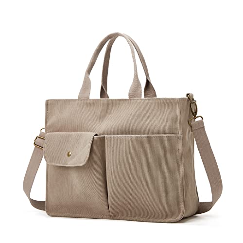 Cord-Tragetasche für Damen, lässige Schulterhandtaschen, große Hobo-Crossbody-Tasche, große Reisetasche, Handtasche, Geldbörse, Umhängetasche, Umhängetasche, GRAU von Molodo