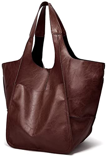 Große Tragetaschen für Damen, Leder-Tragetasche für Damen, extra groß, PU-Leder, Hobo-Tragetasche, Handtaschen für Damen, coffee, Einheitsgröße von Molodo