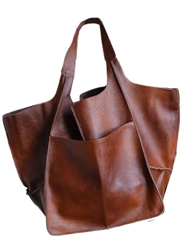 Molodo Damen-Handtasche, PU-Leder, Eimer, Geldbörse und Handtaschen, mittelgroße Umhängetasche, Hobo-Geldbörse, Designer, Arbeits-Schultertaschen, großbraun von Molodo