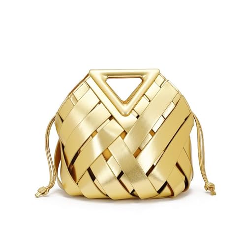 Molodo Handgefertigte gewebte Tragetasche, mehrere Tragevarianten, schicke Pendler-Crossbody-Tasche mit Tasche, Gold, Einheitsgröße von Molodo