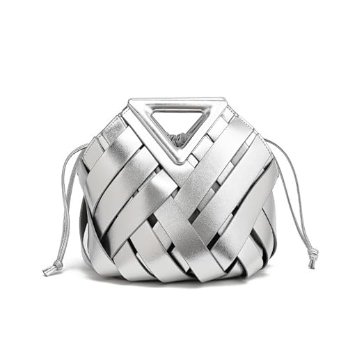 Molodo Handgefertigte gewebte Tragetasche, mehrere Tragevarianten, schicke Pendler-Crossbody-Tasche mit Tasche, silber, Einheitsgröße von Molodo