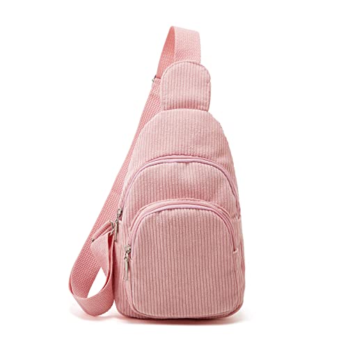 Sling Bag for Women Small Crossbody Sling Bag Cord Sling Backpack Fanny Belt Bag for Travel Sports Running Hiking, Pink, Einheitsgröße von Molodo