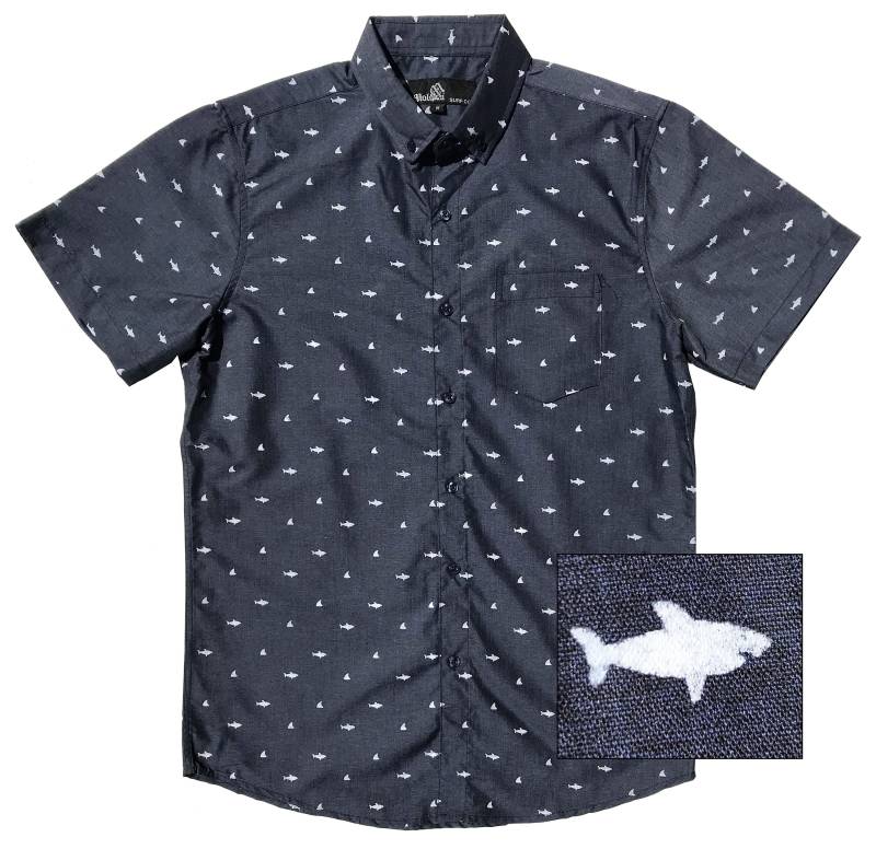 Molokai Haie Navy Button-Down-Shirts von MolokaiSurfCompany