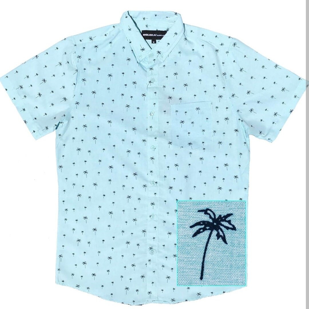 Molokai Mint Palmen Button-Down-Hemd Molokai Mint Palmen Button-Down-Hemd von MolokaiSurfCompany