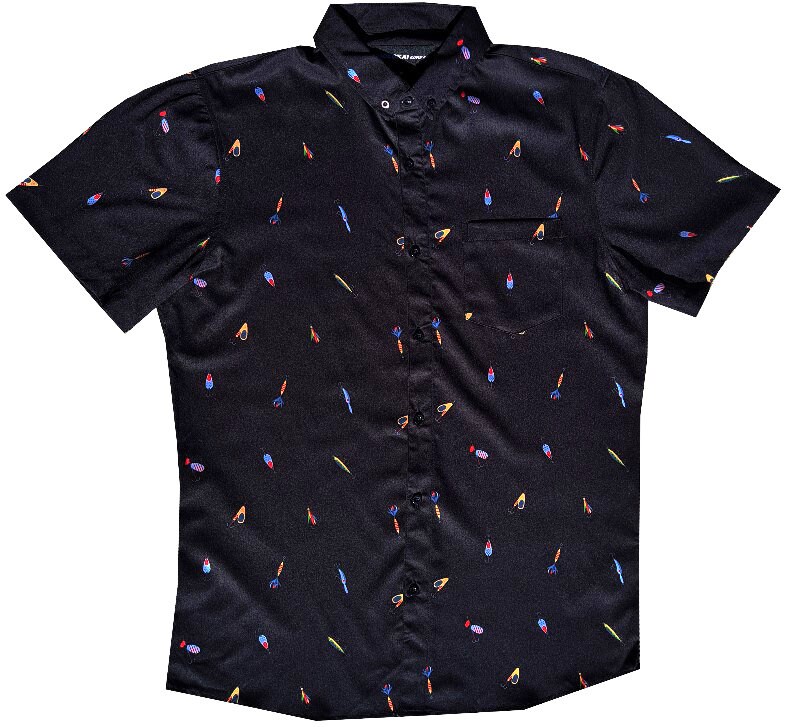 Molokai Schwarz Fischhaken Button Down Shirt Molokai Schwarz Fischhaken Button Down Shirt von MolokaiSurfCompany