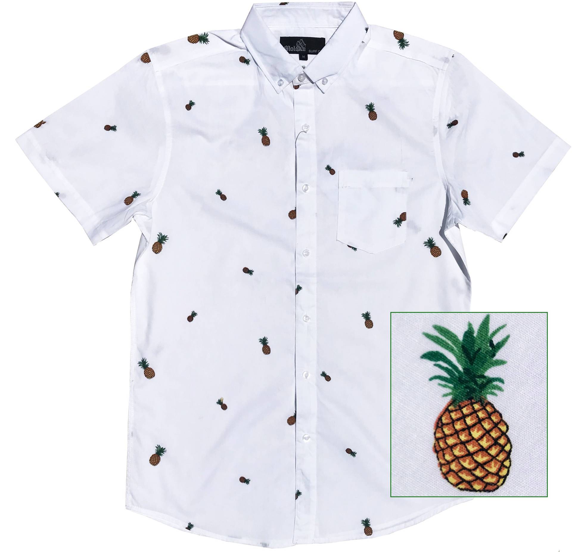 Molokai Weißes Ananas-Button-Down-Hemd Molokai Weißes Ananas-Button-Down-Hemd von MolokaiSurfCompany