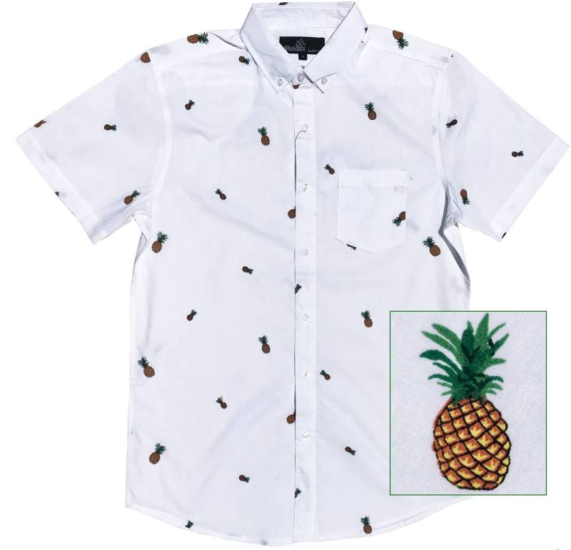 Molokai Weißes Ananas-Button-Down-Hemd von MolokaiSurfCompany