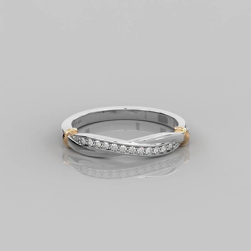 0, 09 Ct Naturdiamant Versprechen Ring/14K Solid Gold Infinity Twist Halbe Eternity Zierlicher Diamant Ehering Seilring von MoltaBellaJewels