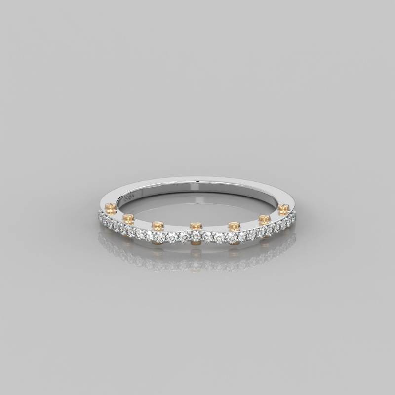 0, 17 Ct Naturdiamant Halb Eternity Ring/14K Solid Gold Diamond Line Petite Diamant Ehering Pave Stapelbar Geschwungenes Band von MoltaBellaJewels