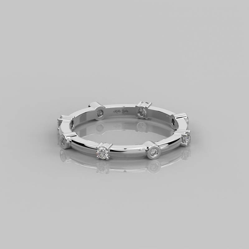 0, 18 Karat Naturdiamant Eternity Ring/14K Solid Gold Zweifarbiger Zarter Diamant Ehering Stapelring Prong & Lünettenring von MoltaBellaJewels