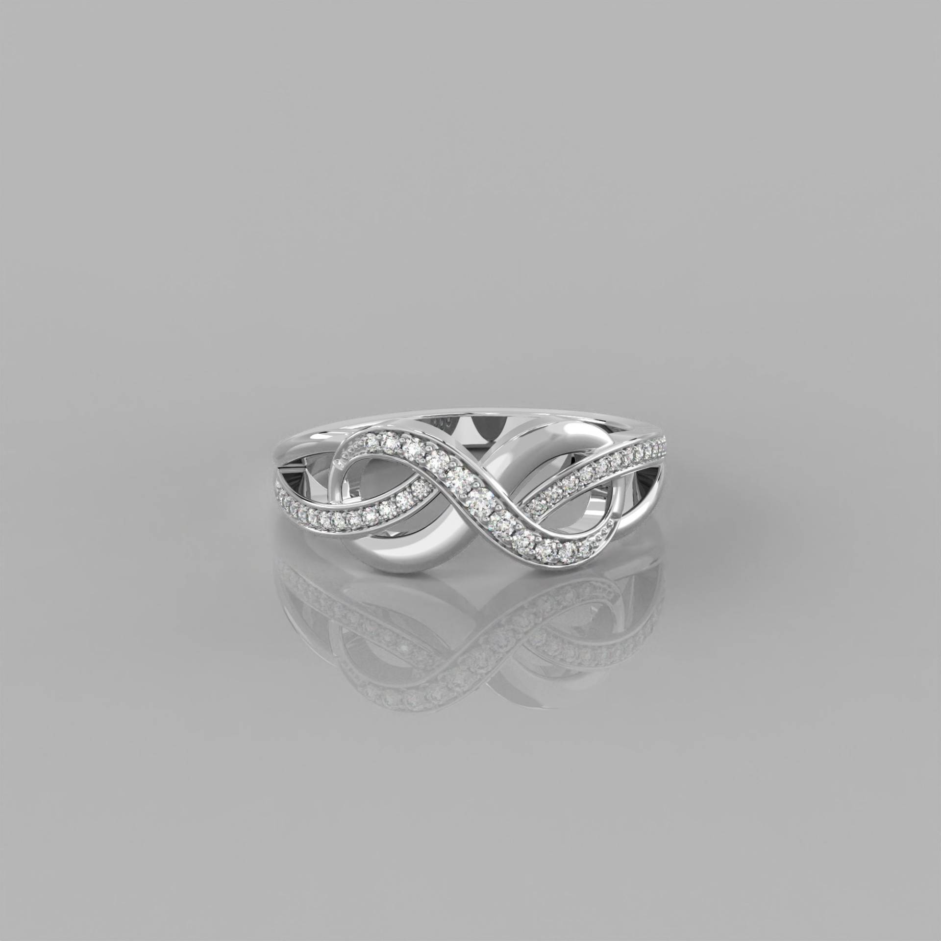 0, 19 Karat Naturdiamant Versprechen Ring/14K Solid Gold Infinity Jubiläumsring Twist Halbe Eternity Pave Bow Knotenring von MoltaBellaJewels