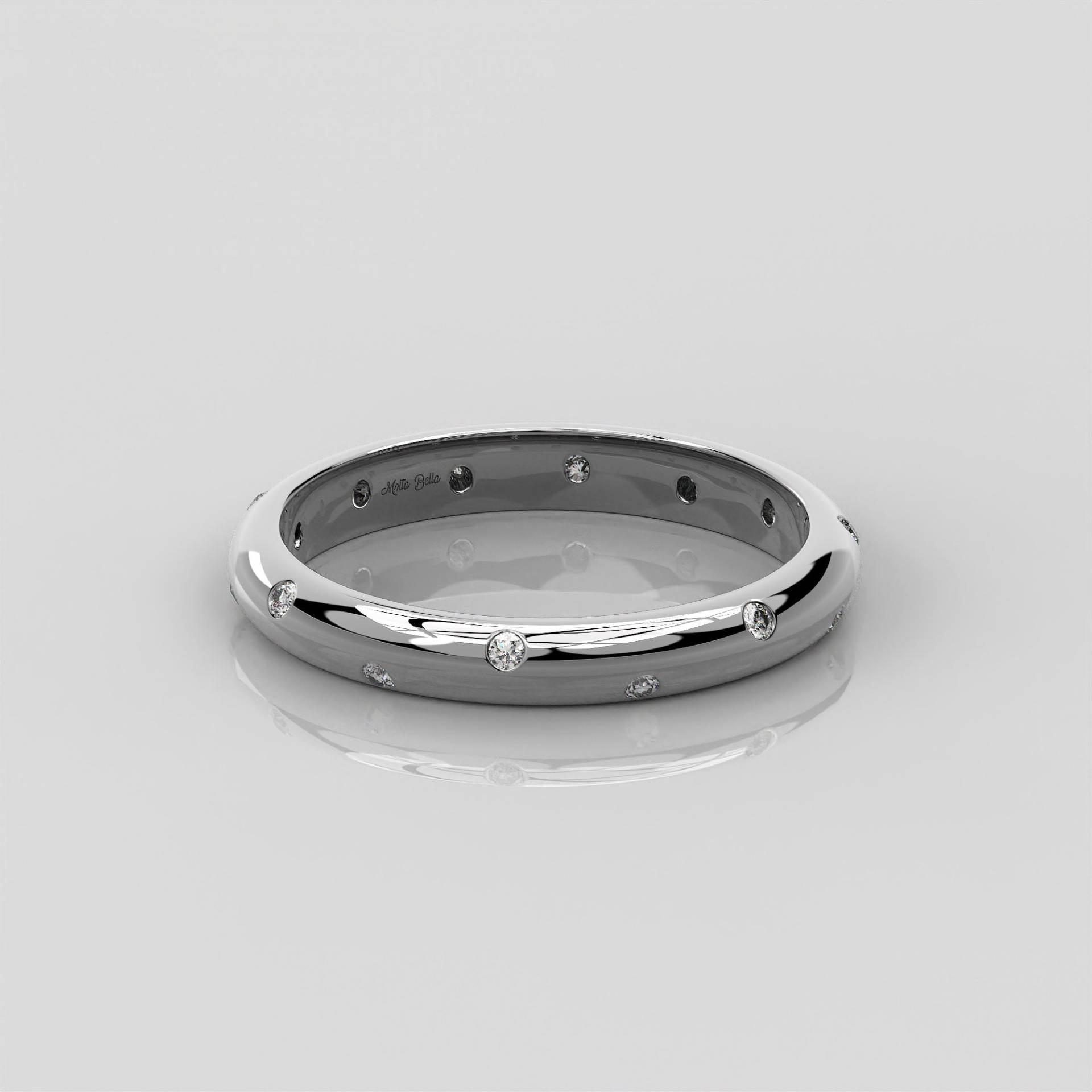 0, 17 Ct Flush Set Diamant Ehering/Runder Lünette Ring 14K Massivgold Stapelring Für Braut Curve Band Dome 0, 17 Ct Flush Set Diamant Ehering/Runder Lünette Ring 14K Massivgold Stapelring Für Braut Curve Band Dome von MoltaBellaJewels