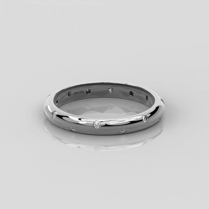 0, 17 Ct Flush Set Diamant Ehering/Runder Lünette Ring 14K Massivgold Stapelring Für Braut Curve Band Dome von MoltaBellaJewels