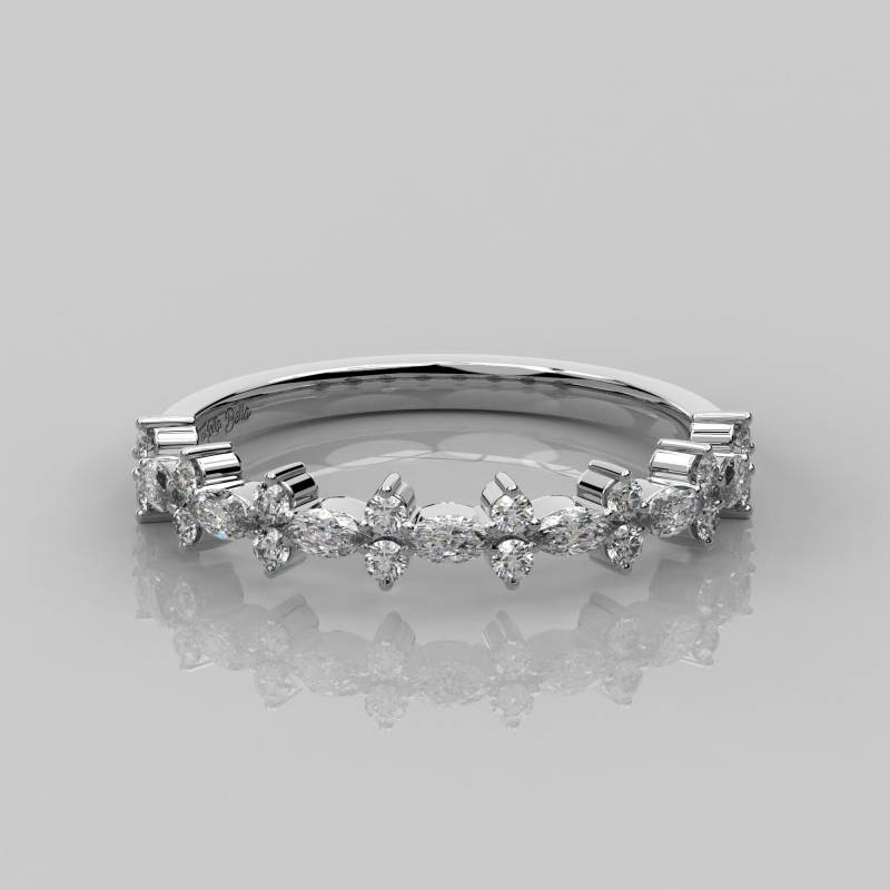 0.37 Ct Marquise Diamant Halb Ewigkeit Ring Damen/14K Solid Gold Herzschlag Graph Zierliche Ehering Welliger von MoltaBellaJewels