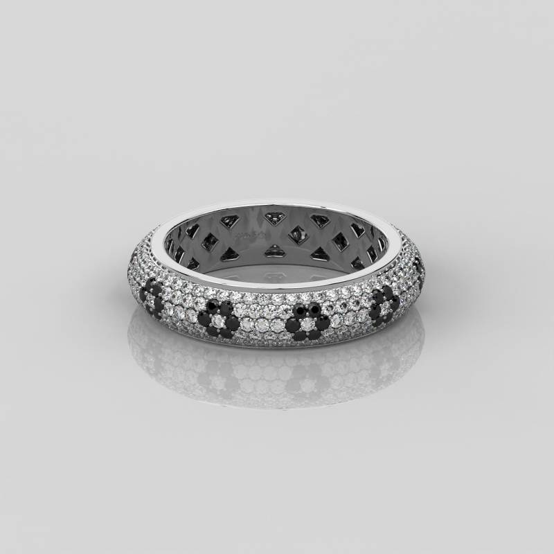 1, 62 Ct Pave Diamant Kuppelring 14K Solid Gold 5 Reihe Voller Ewigkeit Ehering Floral Stil Chunky Ring Schwarzer Bandring von MoltaBellaJewels