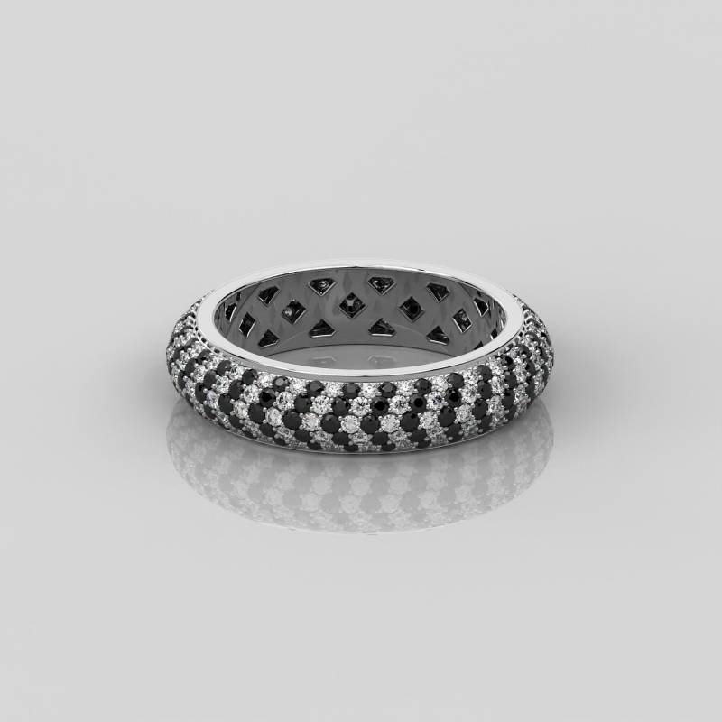 1, 62 Ct Pave Diamant Kuppelring 14K Solid Gold 5 Reihe Pfeil Muster Voll Eternity Ehering Chunky Ring Schwarz Band von MoltaBellaJewels