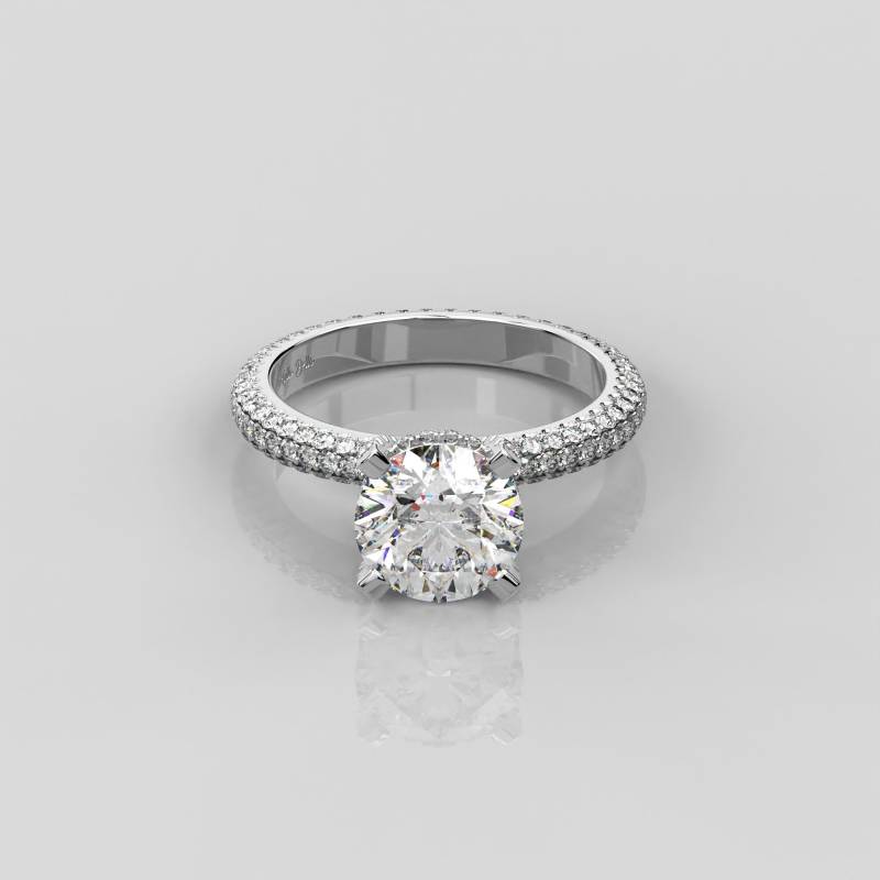 2.00 Ct Runder Solitär Verlobungsring/18K Massiver Gold Lab Diamant Ring Für Sie Pave Setting Band Moissanit Frauen Vier Zinken von MoltaBellaJewels