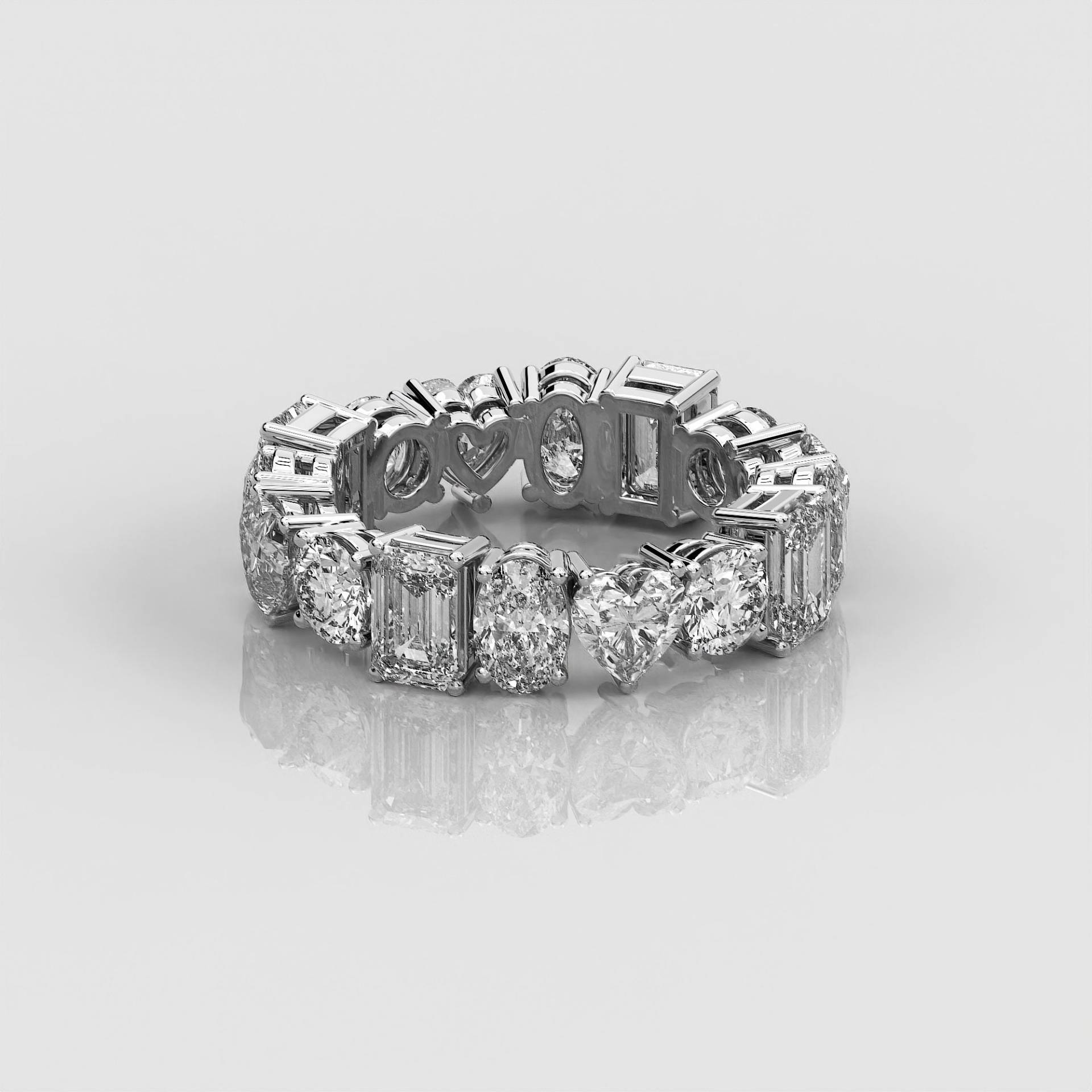 Multi Shaped Cz Eternity Ehering Ring/Sterling Silber Fancy Stein Solitär Korb Einstellung Zacken Full Band von MoltaBellaJewels