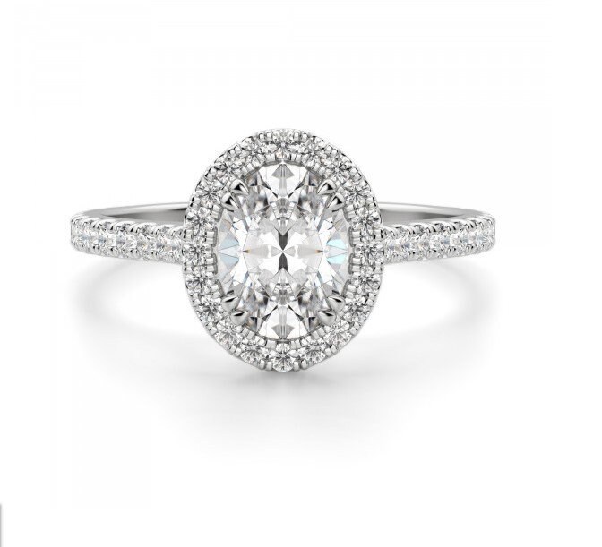 Ovaler Verlobungsring Für Frauen, Diamantring Sie, Halo Braut, 14K Goldring, Diamant Ring, Cz Ring von MoltaBellaJewels