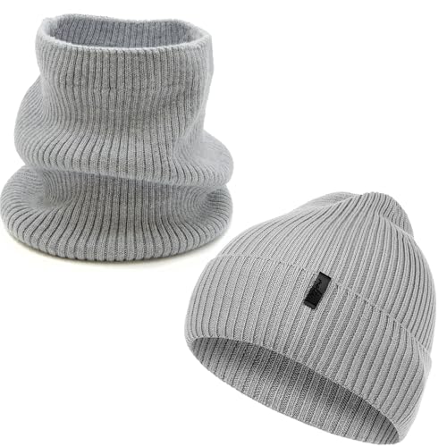 molti Damen Mütze & Schal Set, 100% Merinowolle Beanie für Herbst/Winter, Wärmer 2-in-1 Set in Farbauswahl von molti