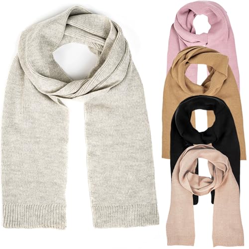 molti Schal Damen Herbst Winter Acryl Winterschal warm weich 204 x 24 cm (Beige) von molti