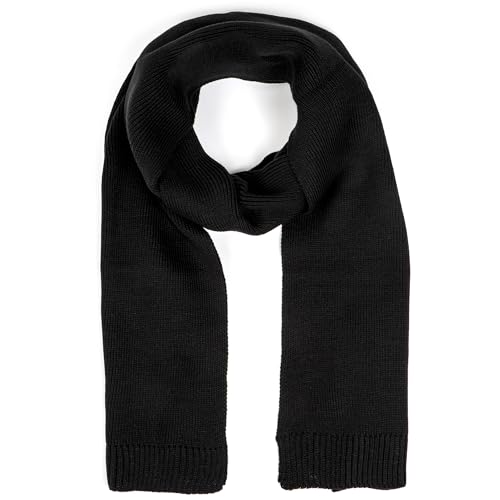 molti Schal Damen Herbst Winter Acryl Winterschal warm weich 204 x 24 cm (Schwarz) von molti