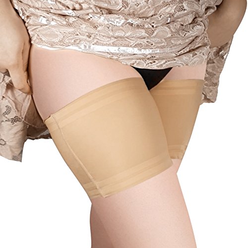 Moltico Elastische Oberschenkelbänder Gegen Reibung Spitze Anti Chafing Schenkel Band - Beige Schwarz von Gabriella (1/2, Beige-Satin) von Moltico