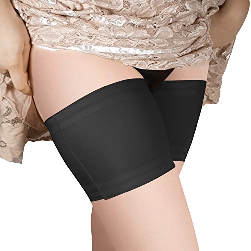 Moltico Elastische Oberschenkelbänder Gegen Reibung Spitze Anti Chafing Schenkel Band - Beige Schwarz von Gabriella (1/2, Schwarz-Satin) von Moltico